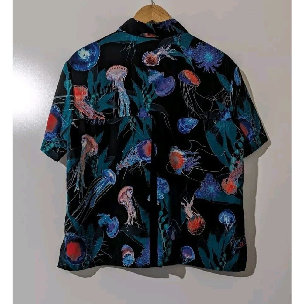 Via Ripatti Designs Jellyfish Button Down Shirt Mens Multicolored Polyester u - Picture 6 of 9